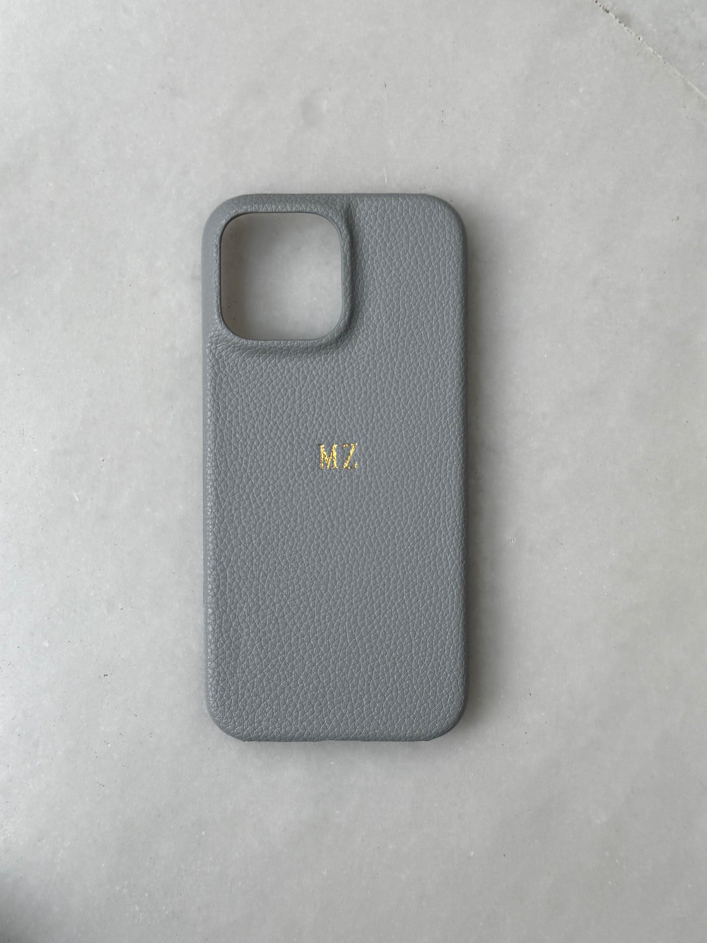 Personalised Gray Pebble Leather Case
