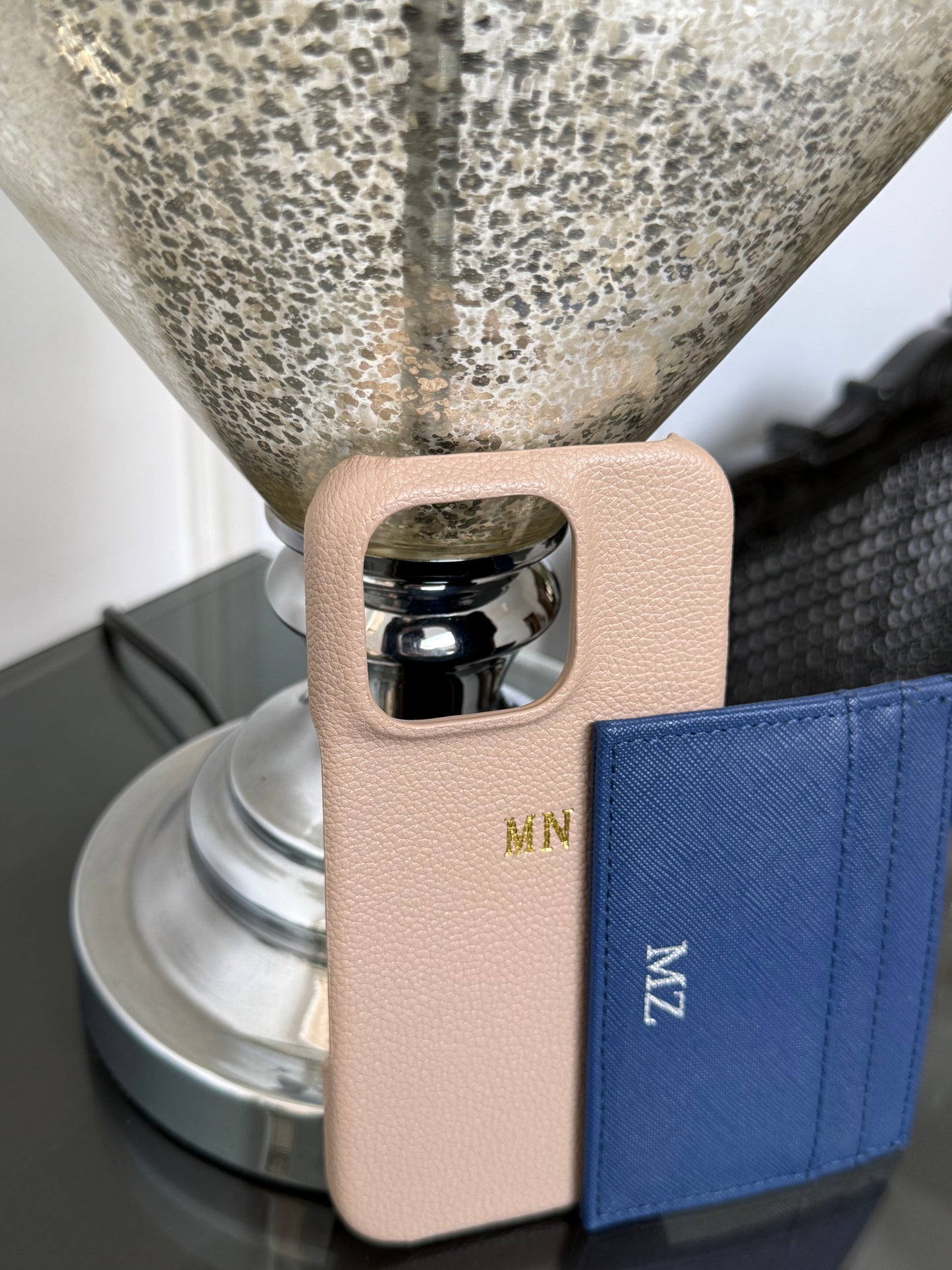 Personalised Beige Pebble Leather Case