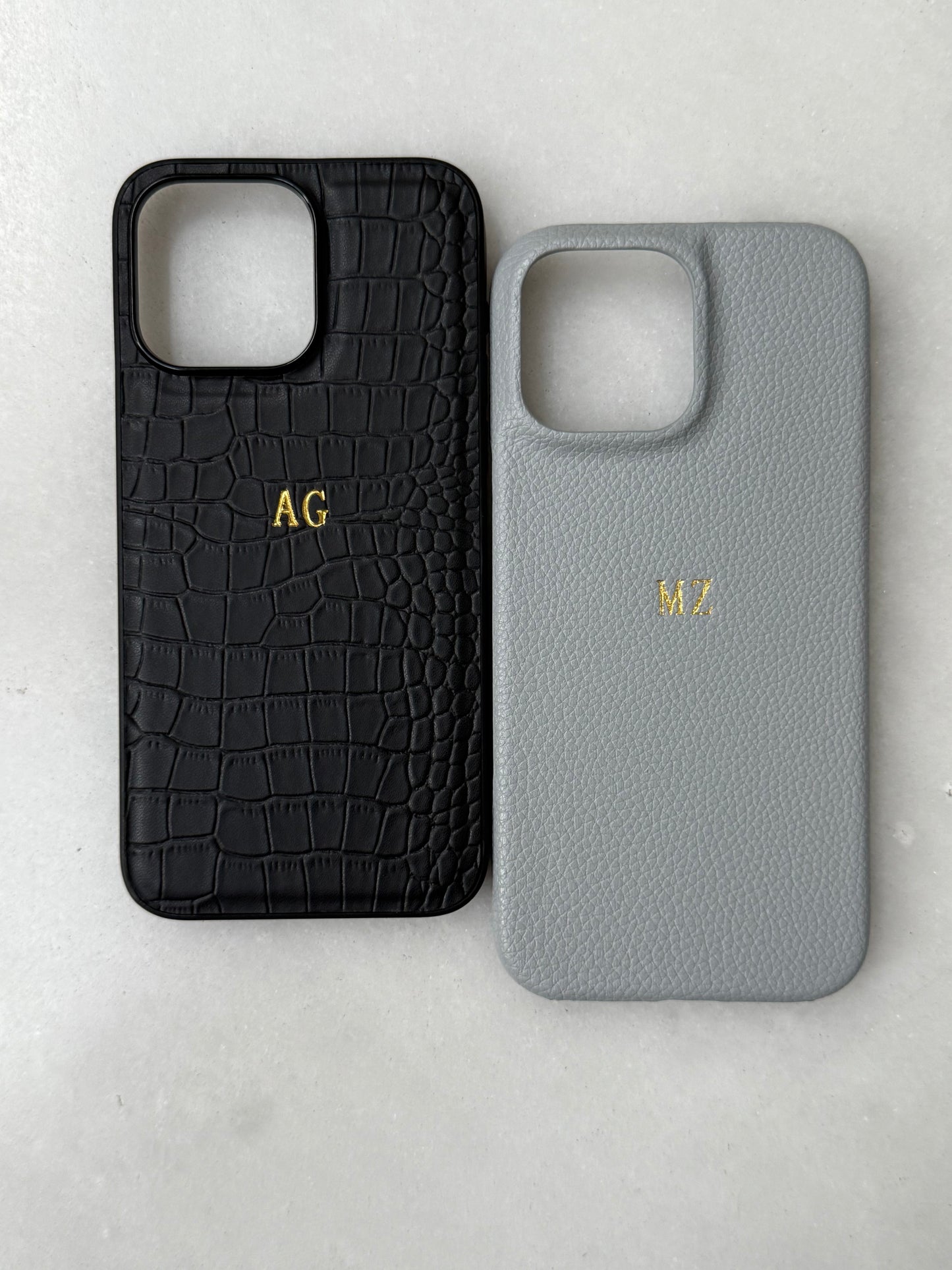 Personalised Gray Pebble Leather Case