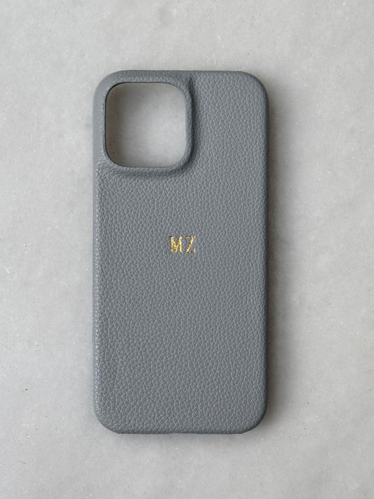 Personalised Gray Pebble Leather Case