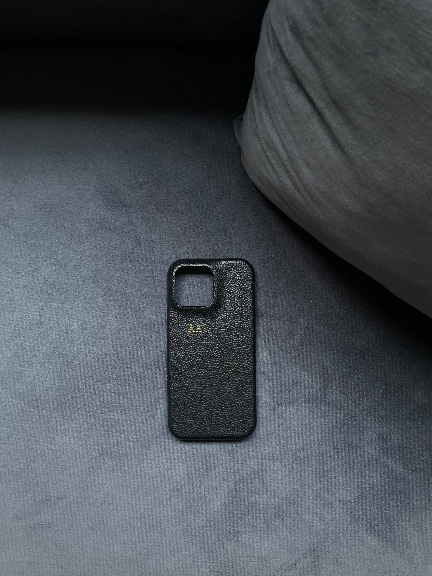 Personalised Black Pebble Leather Case