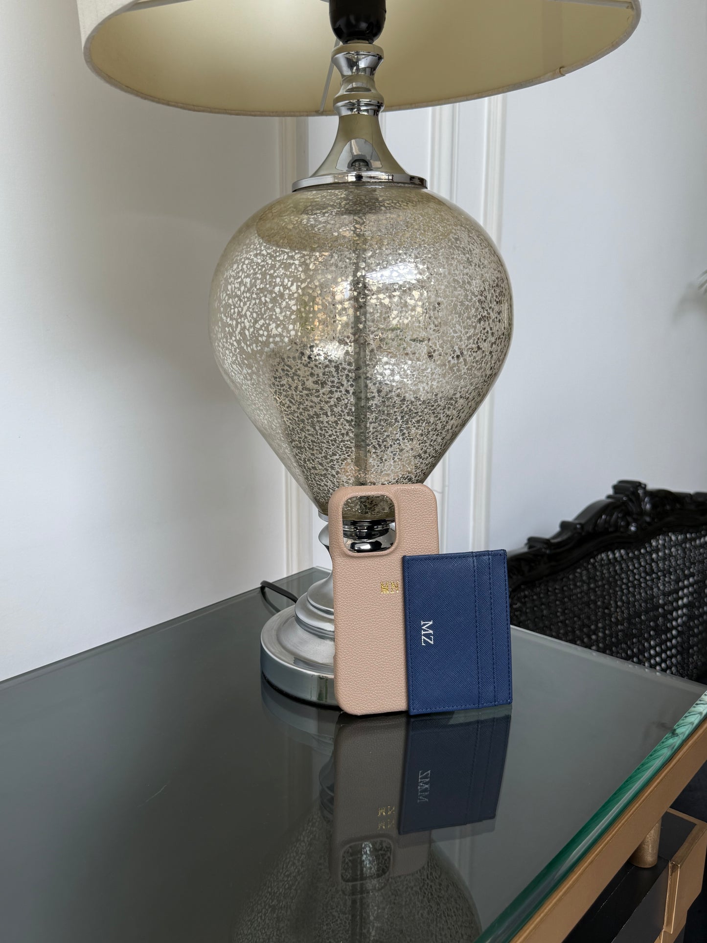 Personalised Beige Pebble Leather Case