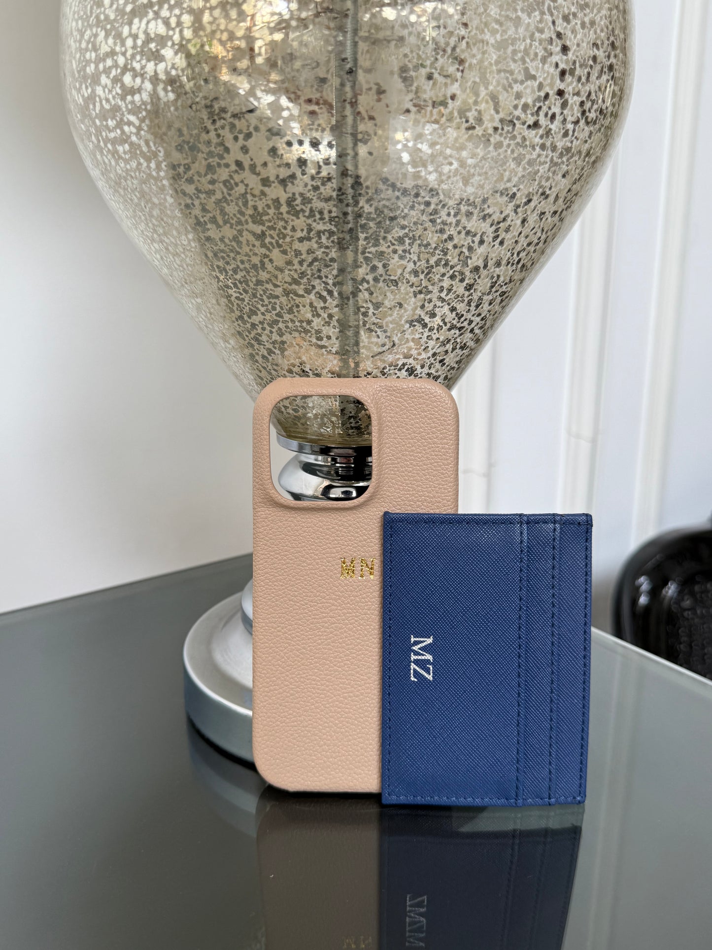 Personalised Beige Pebble Leather Case