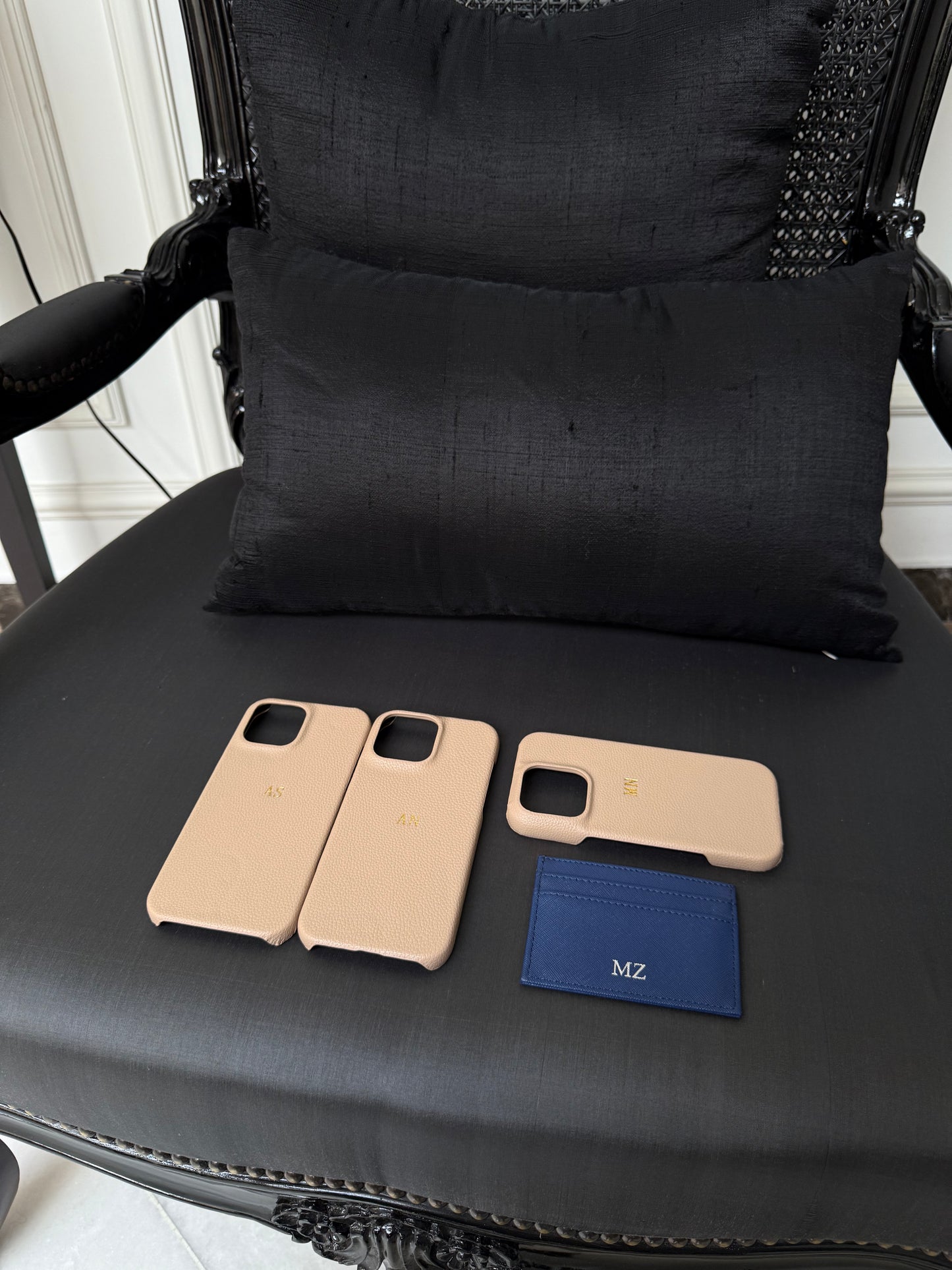 Personalised Beige Pebble Leather Case