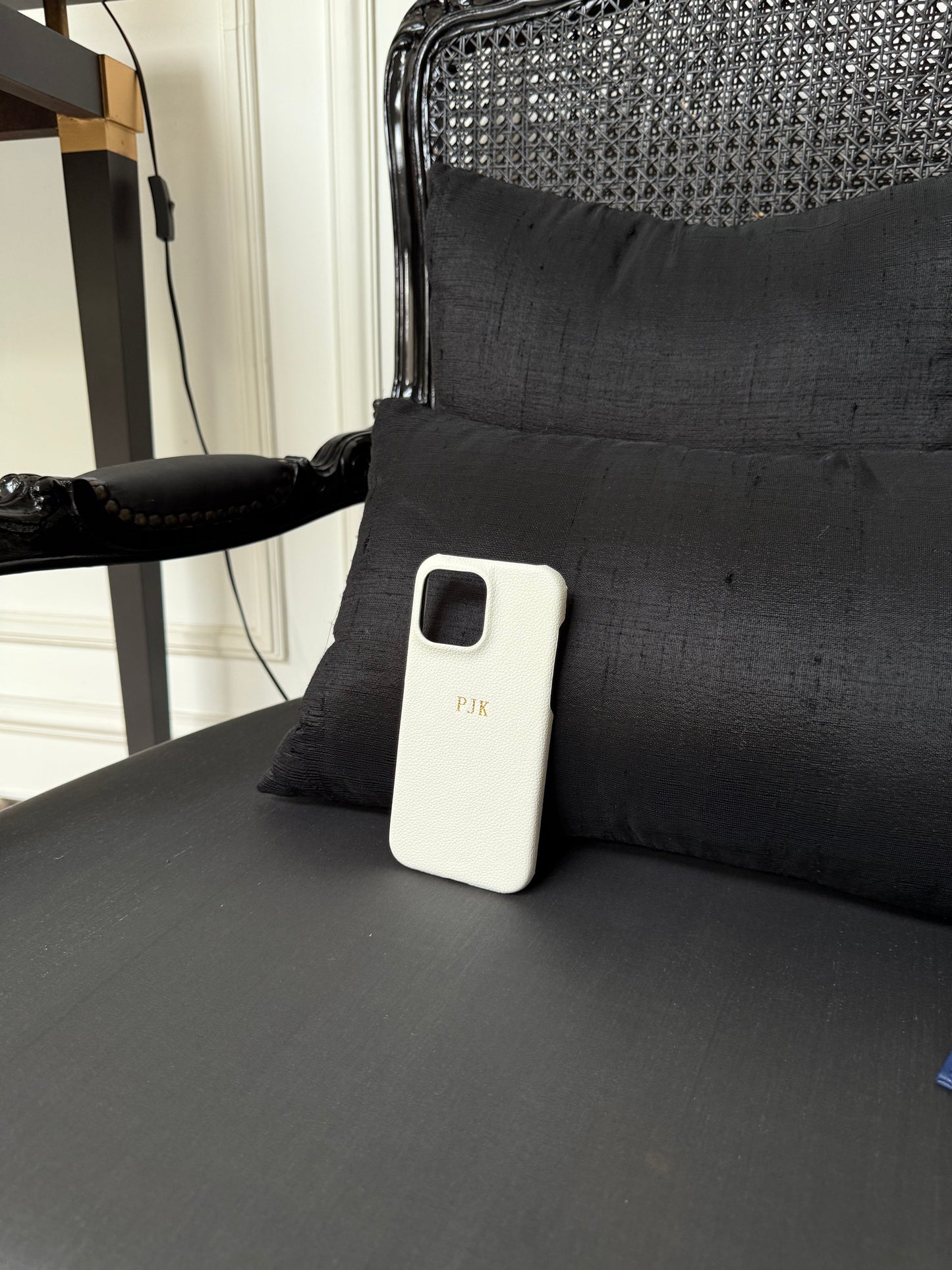 Personalised White Pebble Leather Case