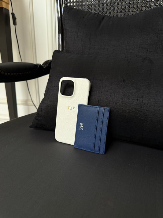 Personalised White Pebble Leather Case