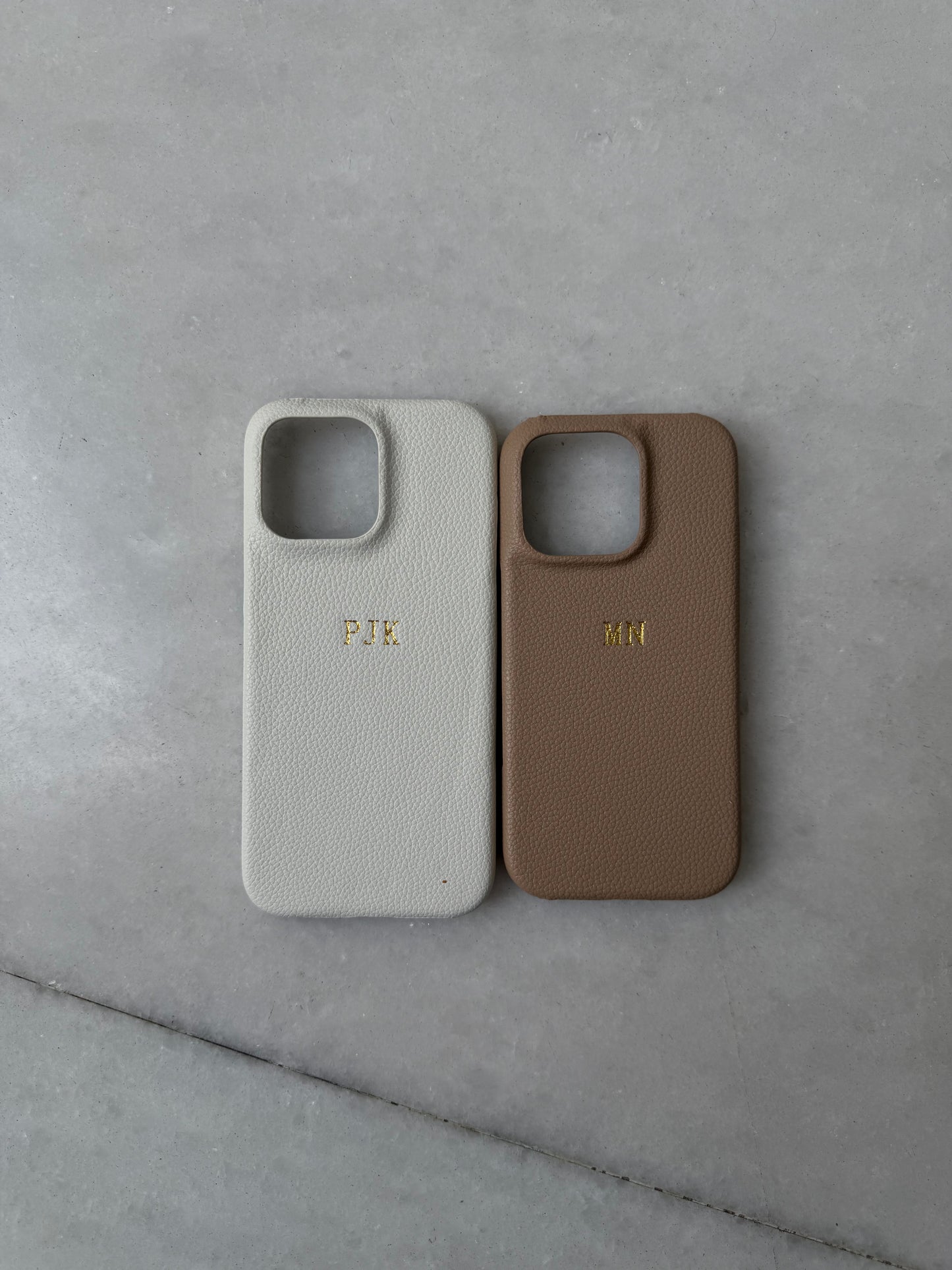 Personalised White Pebble Leather Case