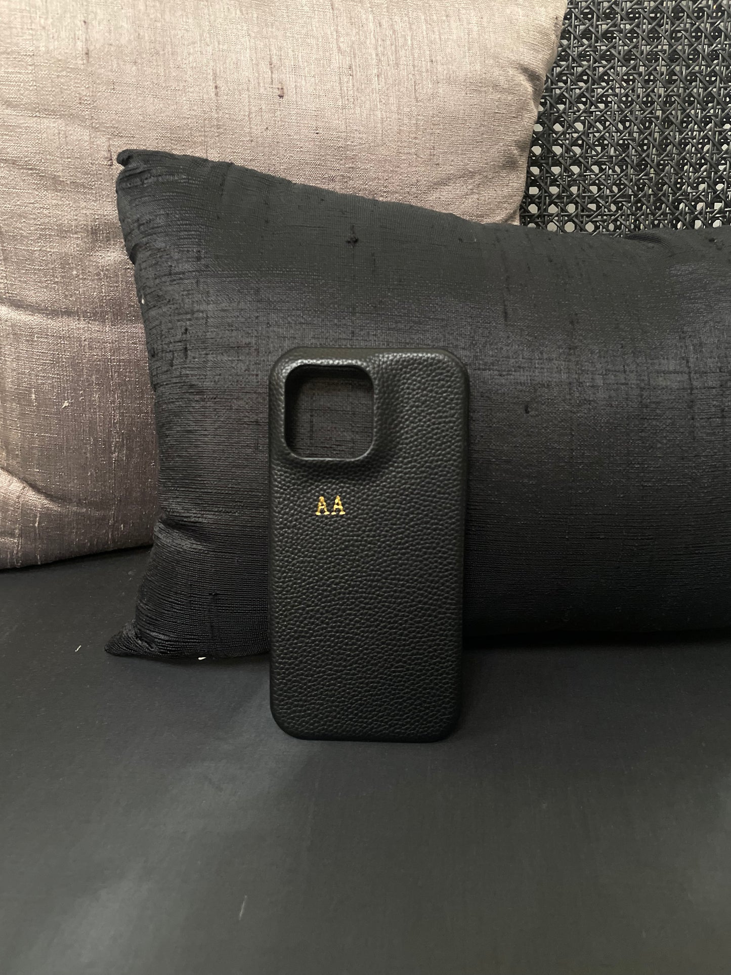 Personalised Black Pebble Leather Case