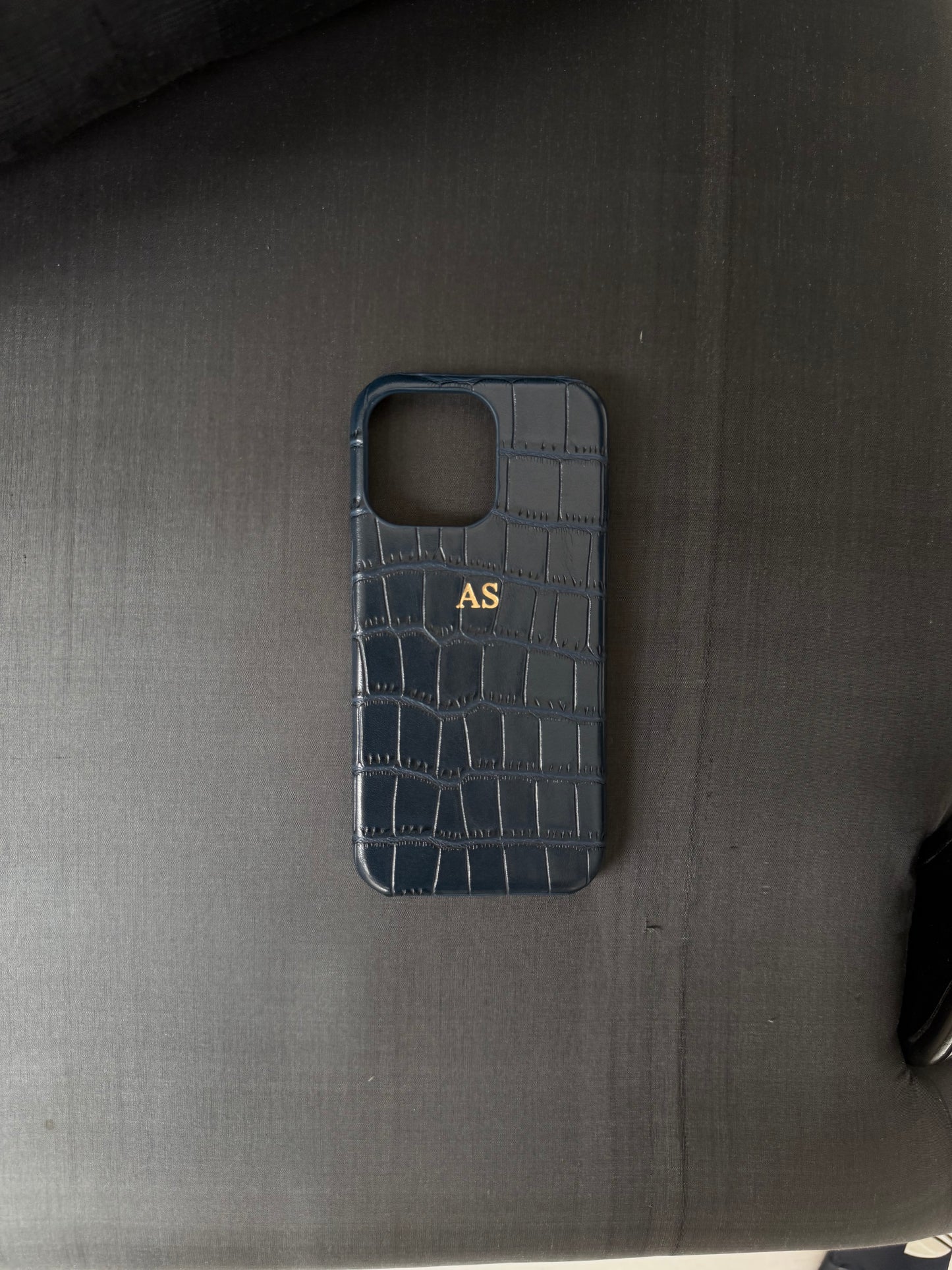 Personalised Deep Blue Croc Leather Case